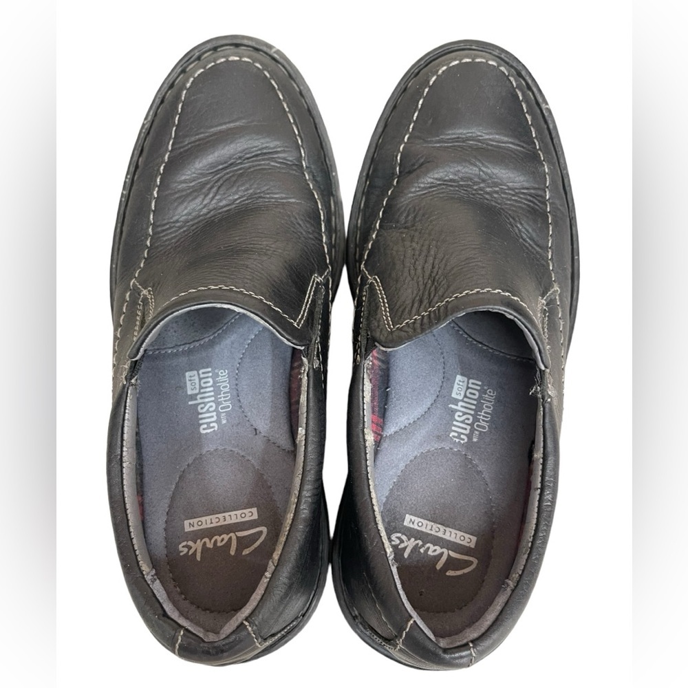 Clark's Collection Soft Cushion W/ Ortholite Black Slip On Shoes Men's Size 7M - Picture 5 of 10
